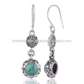 Boucles d&#39;oreilles en argent sterling 925 en pierres précieuses turquoise tibétaine